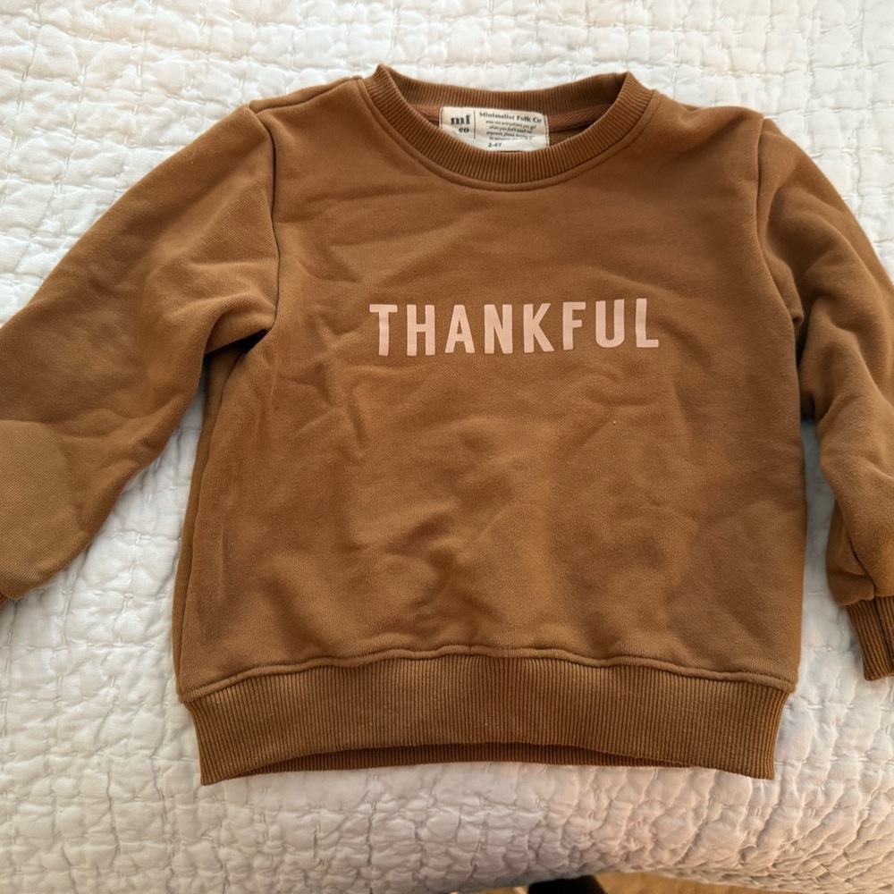 Kids' Cozy Brown 'Thankful' Sweatshirt
